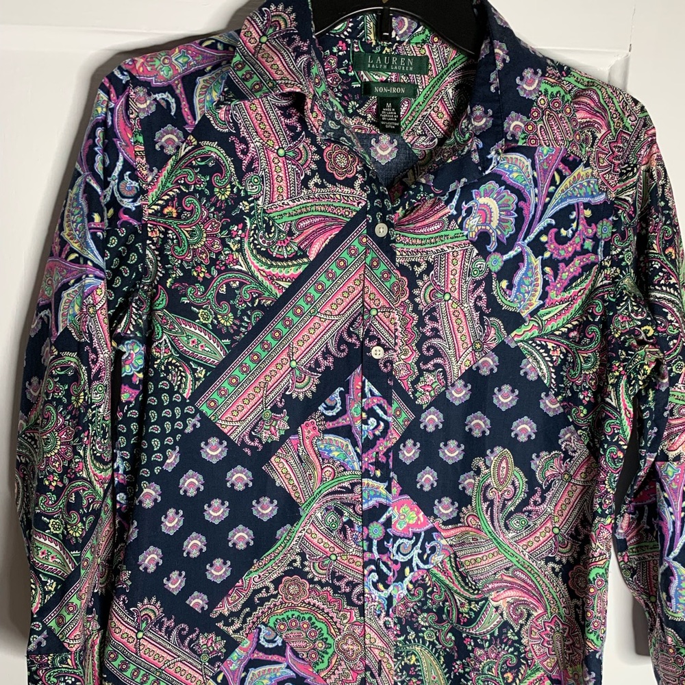 Ralph Lauren multi color blue top